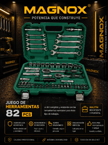Especificaciones visuales de Juego de Herramientas MAGNOX 82 Piezas